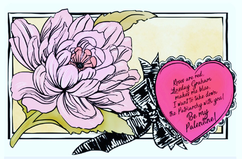 morgmeneshets's tweet image. LOVE THIS! “Roses are red, Lindsay Graham makes me blue, I want to take down the Patriarchy with you. Be my PALentine."

Check it out - and get your own copy: givebutter.com/BeTWPsPALentine.  (Art by the amazing, Beth Braganca Bell)  #GalentinesDay #ValentinesDay #RJallday