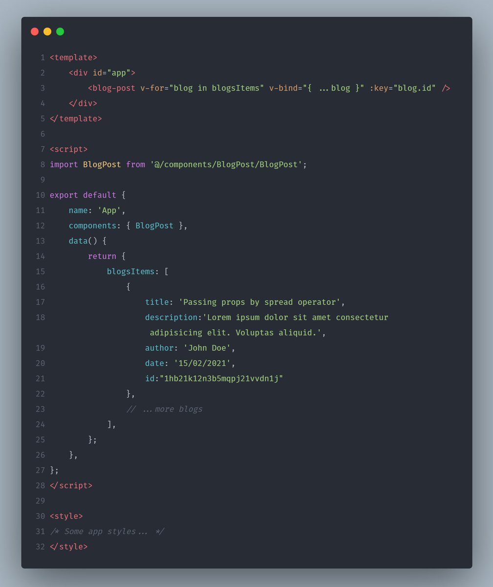 angelgfigueram's tweet image. Day 8/100✅.

As React, you can pass properties in Vue components by the use of the spread operator, so the value of the property will be assigned to the prop with the same name, here a little sample👇:

#100DaysOfCode #100DaysOfVue #CodeNewbie