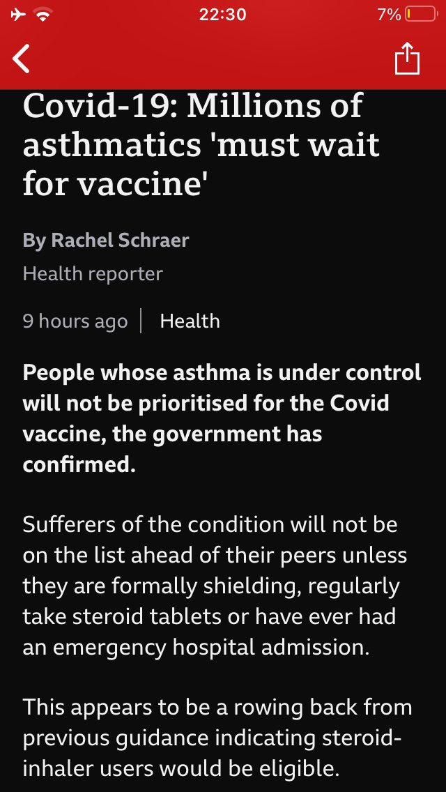 EllieAwford's tweet photo. Am I Group 6? (Asthma, combined inhaler x 4 daily, free flu jab)
Dec 22 - @asthmauk - yes ✅
Jan - @PHE_uk - yes ✅
Feb 15 - @DHSCgovuk - no ❌
Feb 15 - @nadhimzahawi - yes ✅
🤷‍♀️ #asthma #vaccine #group6 #confusion https://t.co/zrIoUPFtbx