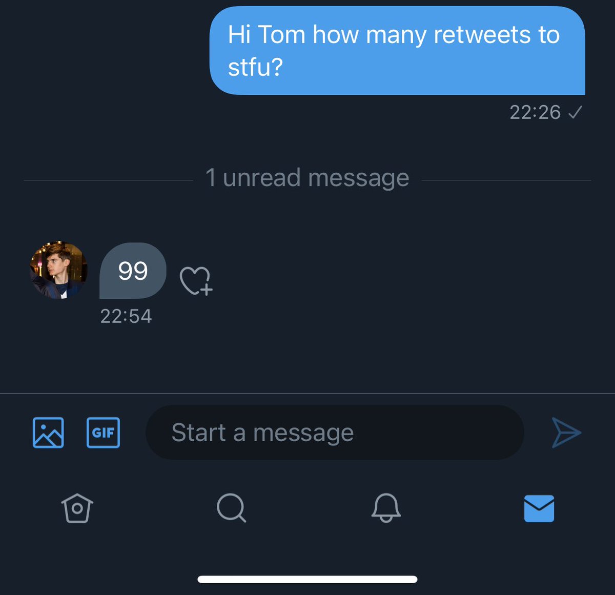 99 Retweets so Tom can 🤐