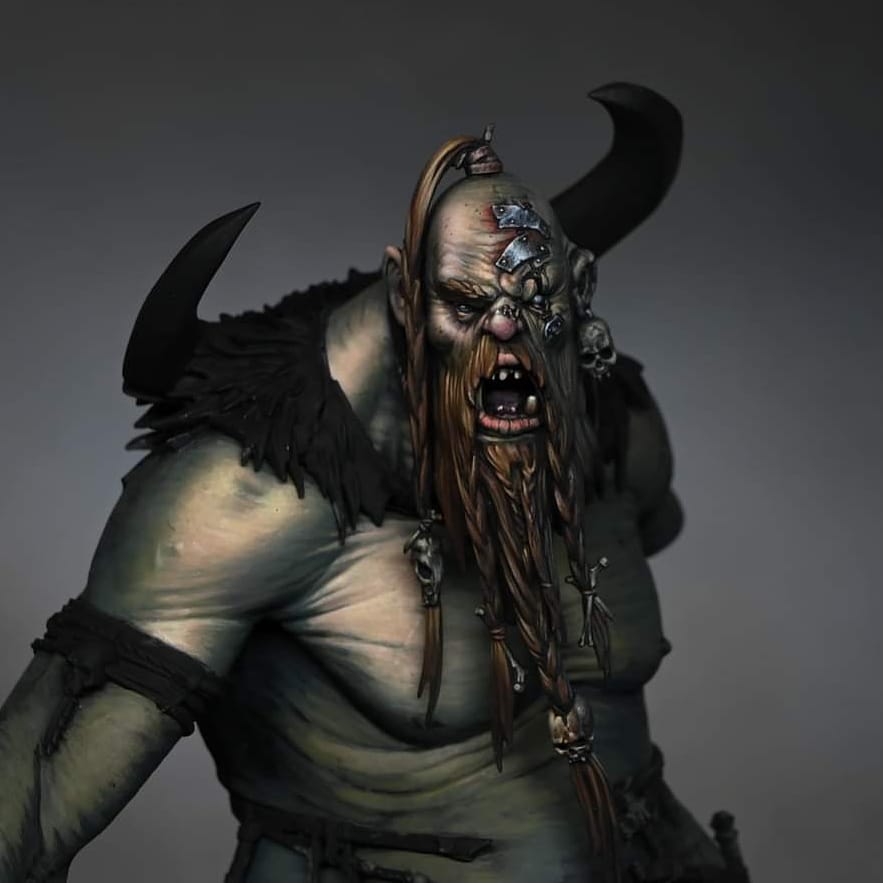 I've done a first pass on some of the skin for the body. It still needs work, including details such as freckles, veins and tattoos. This guy is going to take a long time! #PaintingWarhammer #WarhammerCommunity #ageofsigmar