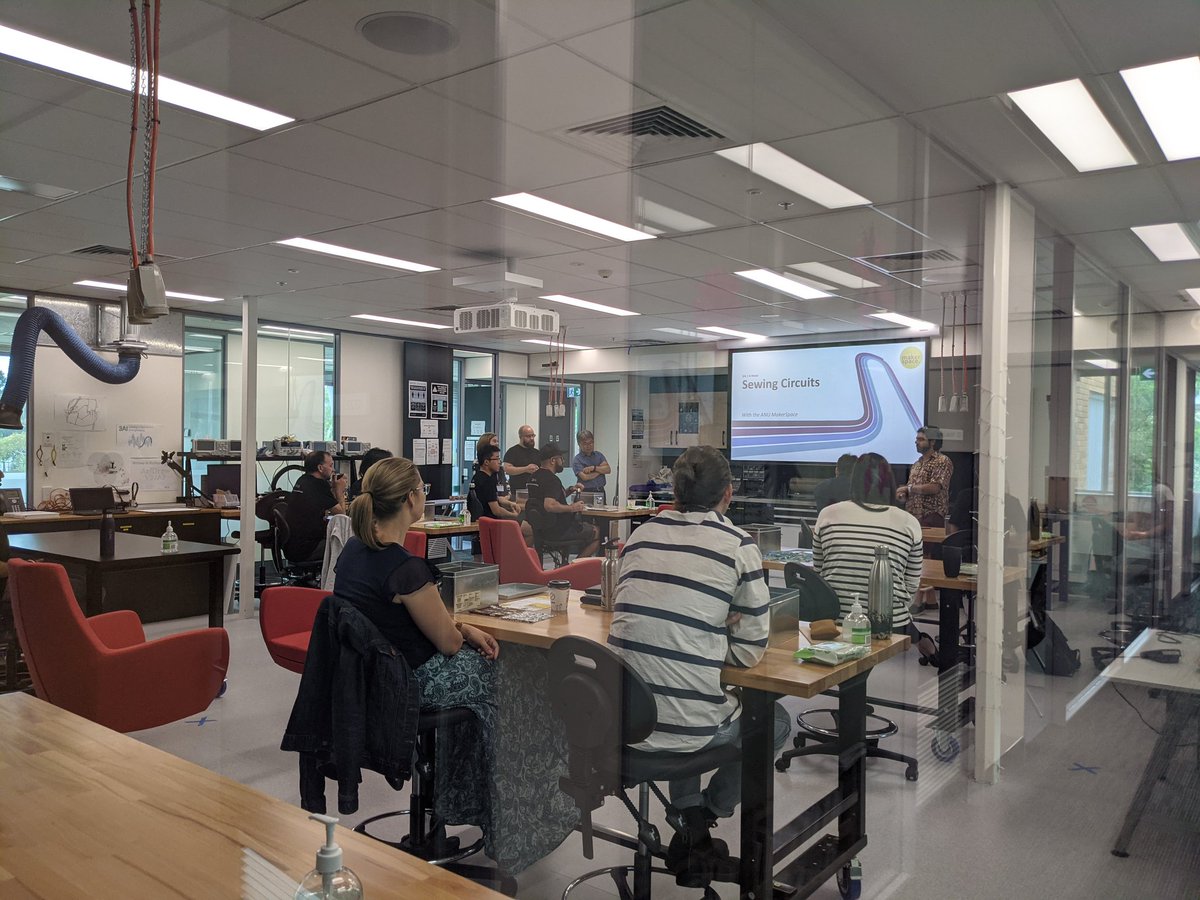 Day2 for our new <a href="/3AInstitute/">3A Institute presents the School of Cybernetics</a> Masters cohort ... "Sewing circuits" with the fab folks from the <a href="/anumakerspace/">ANU MakerSpace</a> ...