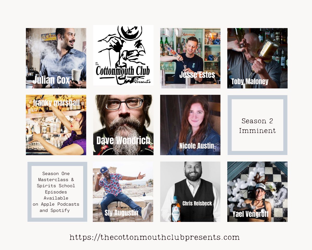 Michael J. Neff (@coyotesallover) on Twitter photo Special thanks to all of my Season 1 guests on The Cottonmouth Club Presents podcast! Legendary guests out of the gate. Season 2 is imminent, so catch up now & we’ll have more for you soon!
<a href="/DavidWondrich/">David Wondrich</a> @nmaustn <a href="/TequilaOcho/">Tequila Ocho</a> <a href="/ASAPstormborn/">Yael Stormborn</a> Special thanks to all of my Season 1 guests on The Cottonmouth Club Presents podcast! Legendary guests out of the gate. Season 2 is imminent, so catch up now & we’ll have more for you soon!
<a href="/DavidWondrich/">David Wondrich</a> @nmaustn <a href="/TequilaOcho/">Tequila Ocho</a> <a href="/ASAPstormborn/">Yael Stormborn</a>