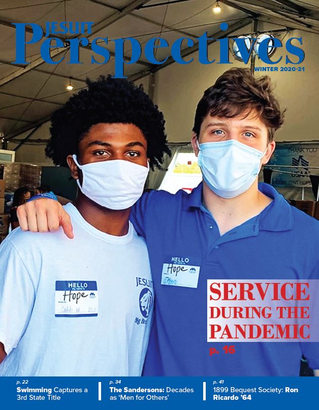 JesuitTampaFL's tweet photo. The Winter 2020-21 online edition of Perspectives Magazine is here - 44 pages about all things Jesuit!

The main feature, 'Service During the Pandemic,' includes the phenomenal service initiatives of Asher Heldfond '22 &amp; Mac Carideo '22! #MenforOthers

https://t.co/vHFHhBhgjQ https://t.co/xR4FZTMTHF