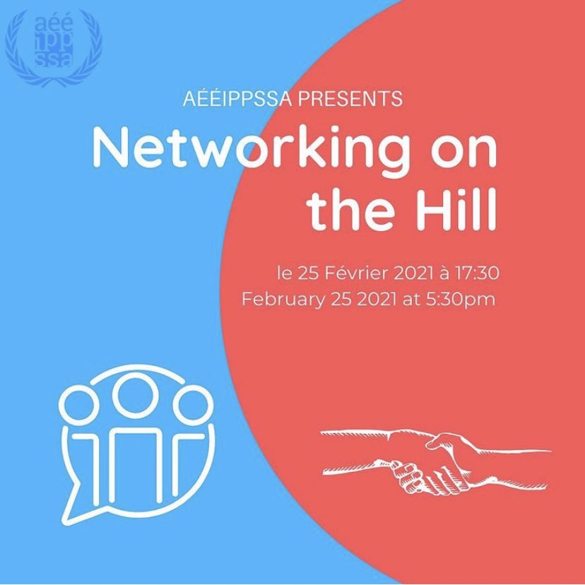 aeeippssa's tweet photo. Come out to virtual Networking on the Hill to learn more about professional opportunities related to POL, PAP, and EIL on February 25th, 2021 at 5:30 EST. Link to register in AÉÉIPPSSA’s linktree! https://t.co/7FFCWtntaJ