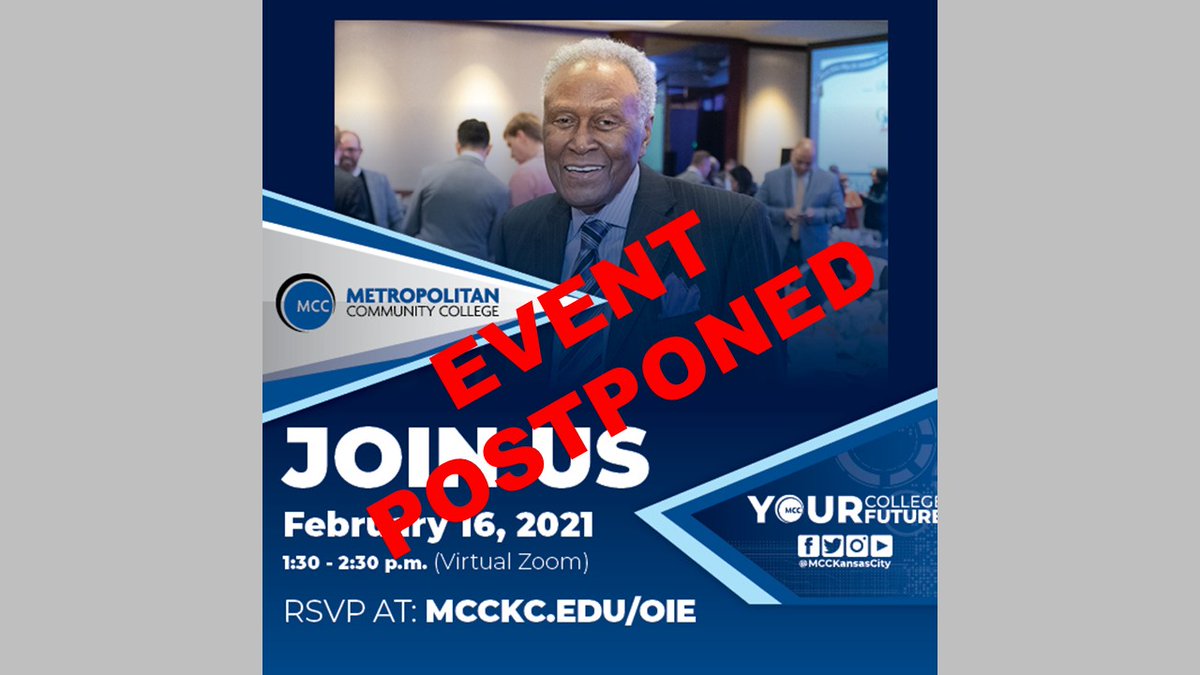 MCC students and employees,
Due to the cancellation of classes and activities tomorrow, Feb. 16, the Alvin Brooks Master Class on civil justice, diversity will not be held tomorrow as scheduled. A reschedule date will be announced soon.