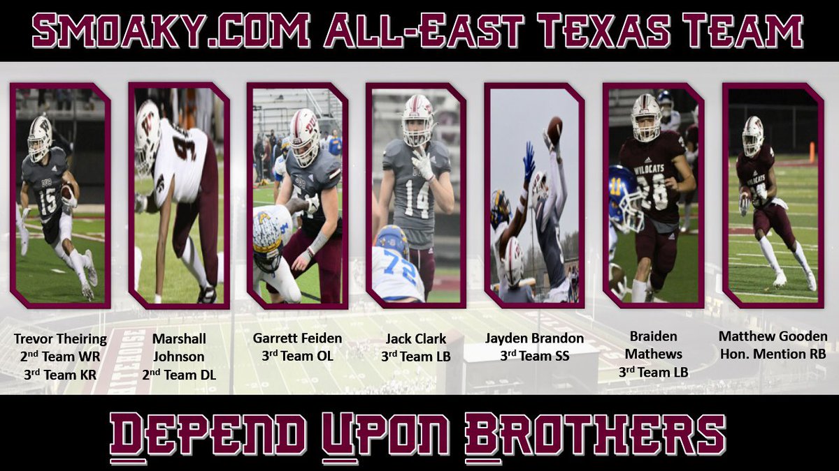 Congratulations to the members of Team 61 that were named to the Smoaky.com All-East Texas Team. #DUBHouseBoys 
<a href="/Trevor_Theiring/">Trevor Theiring</a> @johnsonjr90 <a href="/FeidenGarrett/">Garrett Feiden†</a> <a href="/jackclark3582/">Jack Clark</a> <a href="/JaydenBrandon6/">Jayden Brandon</a> 
Braiden Mathews 
<a href="/MatthewGooden16/">Matthew Gooden</a> 
<a href="/DavidSmoak/">David Smoak</a>