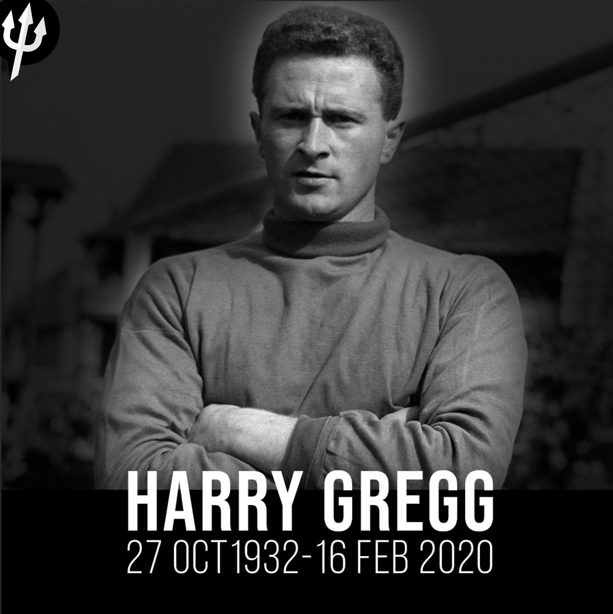 ManUtdTheRelig's tweet photo. Today we pay our sincerest respects to #HarryGregg whom we sadly said farewell to on this day last year. Our beloved #HeroOfMunich was a true legend of the game and one of the greatest icons in the history of our football club. Harry Gregg we salute you as you rest in peace. https://t.co/7feW1JYOOn