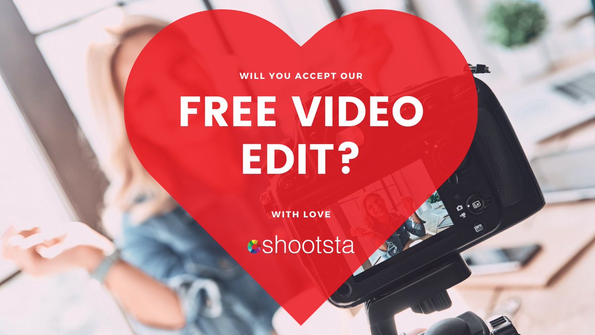 Love is in the air at Shootsta this week! 💌 Here's a FREE video edit, on us. 

So, will you be our Valentine? 🌹 Accept our love here: shootsta.com/valentines-202… but hurry, offer ends 21 of February 2021!

#videosimplified #videoforbusiness #corporatevideoproduction