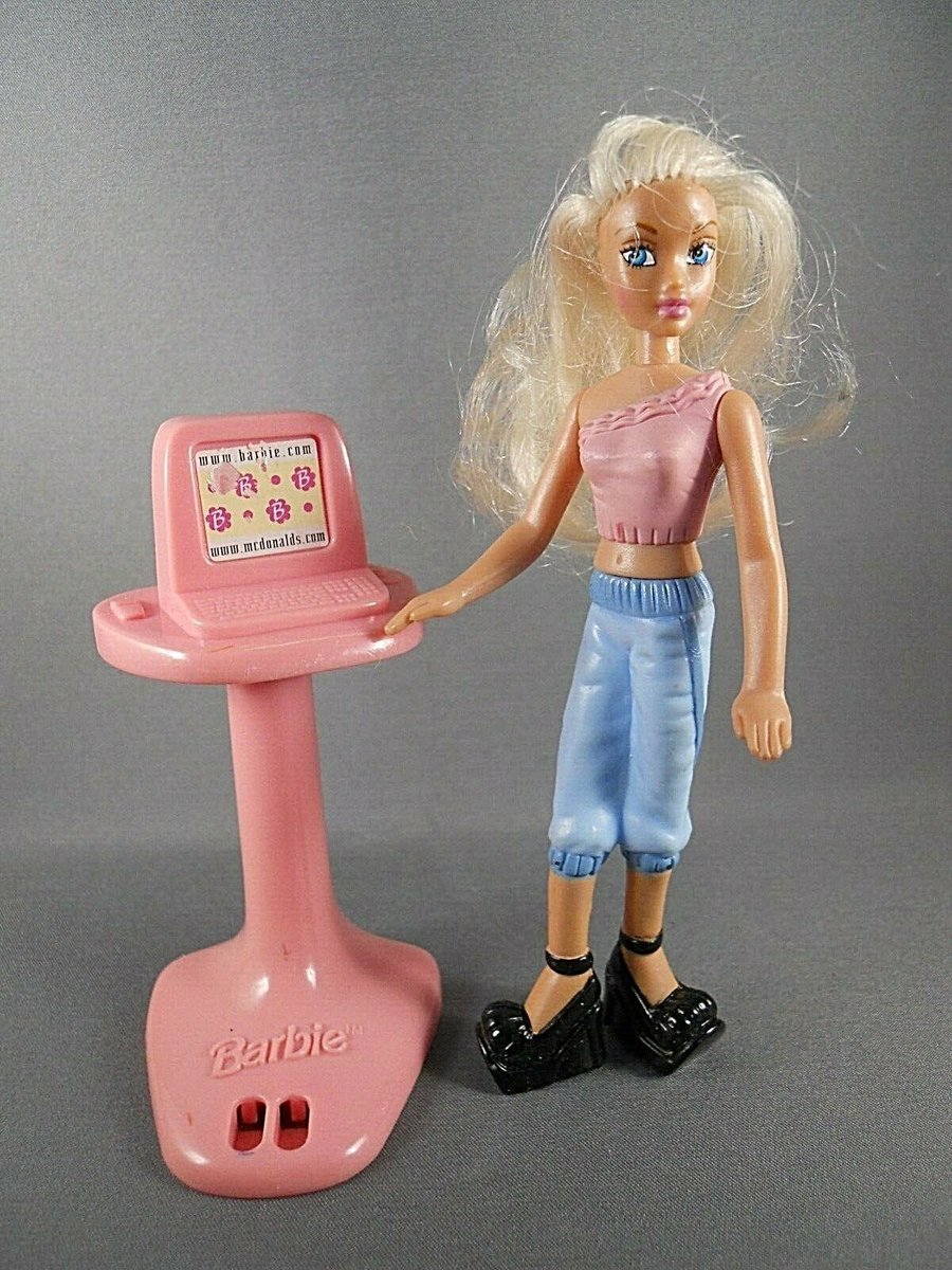 This one is from 2004 and barbie is still using an all-in-one dumb terminal computer.why