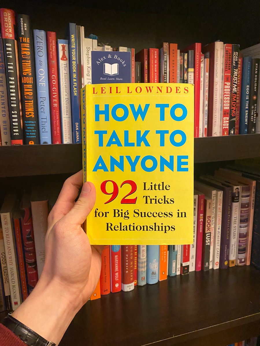 I recently finished “How To Talk To Anyone” by Leil Lowndes.It's probably the best social skills book I've read since "How To Win Friends & Influence People" by Dale Carnegie.Here are my top 10 favorite lessons from the book:(thread) 