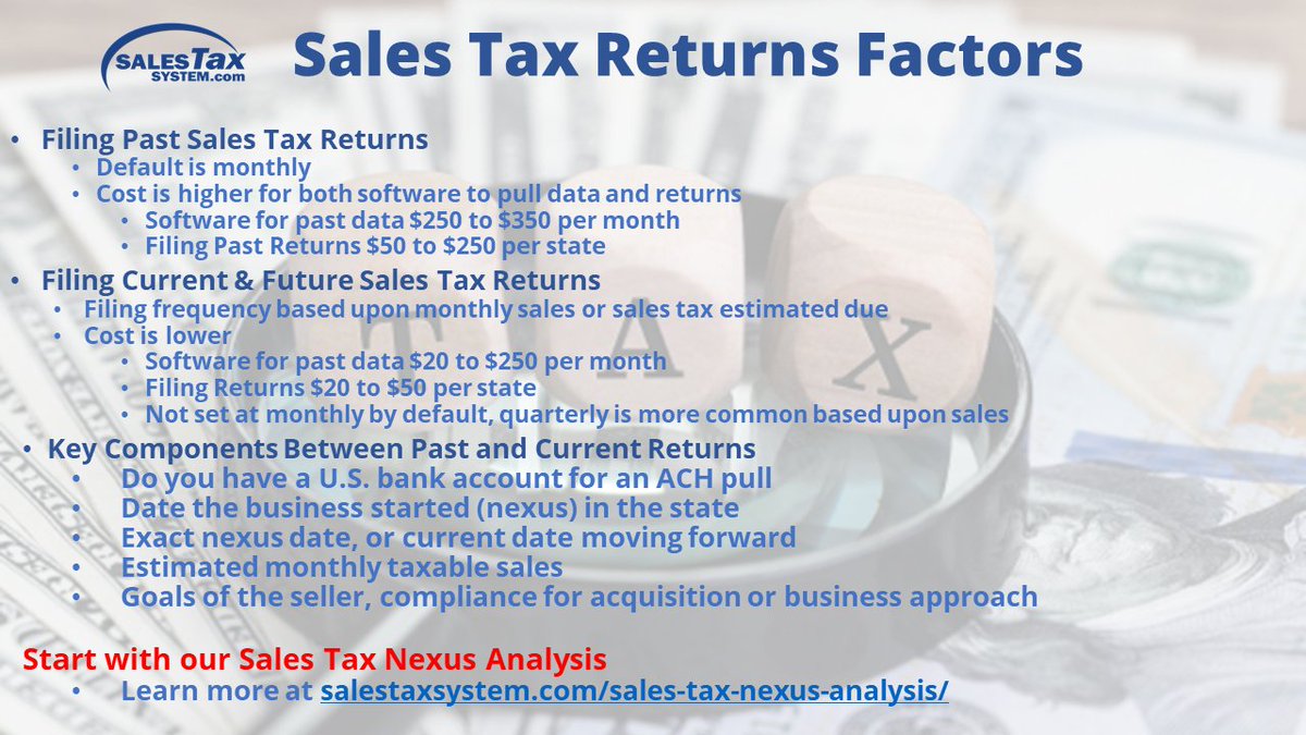 SalesTaxSystem's tweet photo. If you are behind on sales tax, you will want to ensure you comply before finalizing your exit. 

Complying will help you avoid issues during the due diligence period. 

Learn more about how we can help: https://t.co/Vk1CeKqBL7 https://t.co/7fYbFsGKKM