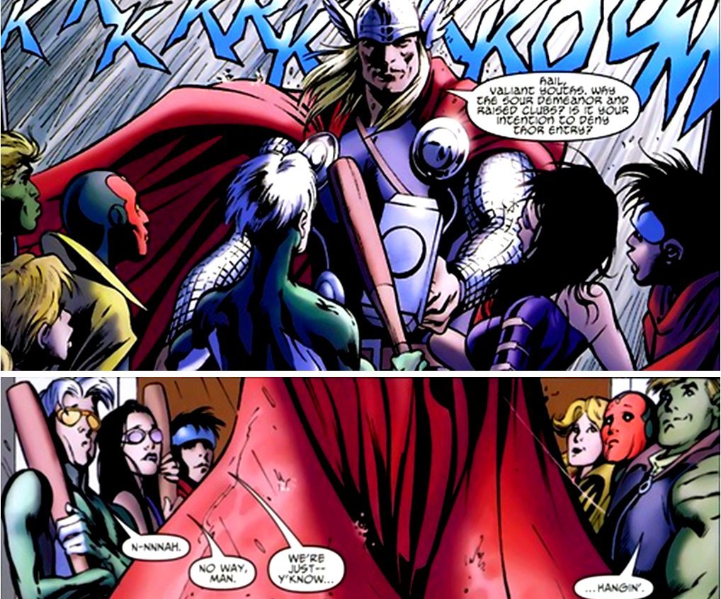 Yes Young Avengers it's him, Thor Odinson .... He gets that reaction everywhere he goes. https://t.co/dRJO0L98mX