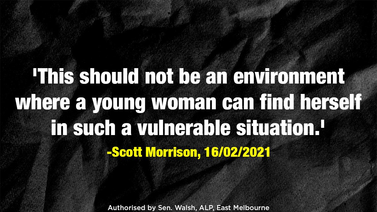 JessWalshVic's tweet photo. Scott Morrison, I fixed it for you:

This should not be an environment where men can rape women.

#auspol https://t.co/fFc9eA1l8h