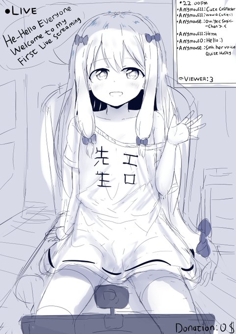 [Sketch] [CG Illust]
Sagiri trying to live streaming for the first time and . . .  
. . .  
Hmmm . . . 🤔 nothing wrong, trust me.
#sketch #preview 