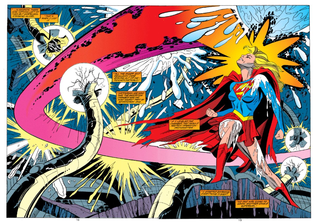 3). Happerson releases the clones, who all mindlessly attack Supergirl on his command. Though they fight savagely, Supergirl responds with strategy and experience, and the clones are soon reduced to inert protomatter