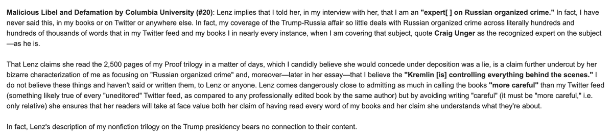 37/ Malicious Libel and Defamation by Columbia University (#20)(Yes, I realize that a couple tweets in this thread have the same starting numbers. Things happen in threading. We soldier on toward the end.)