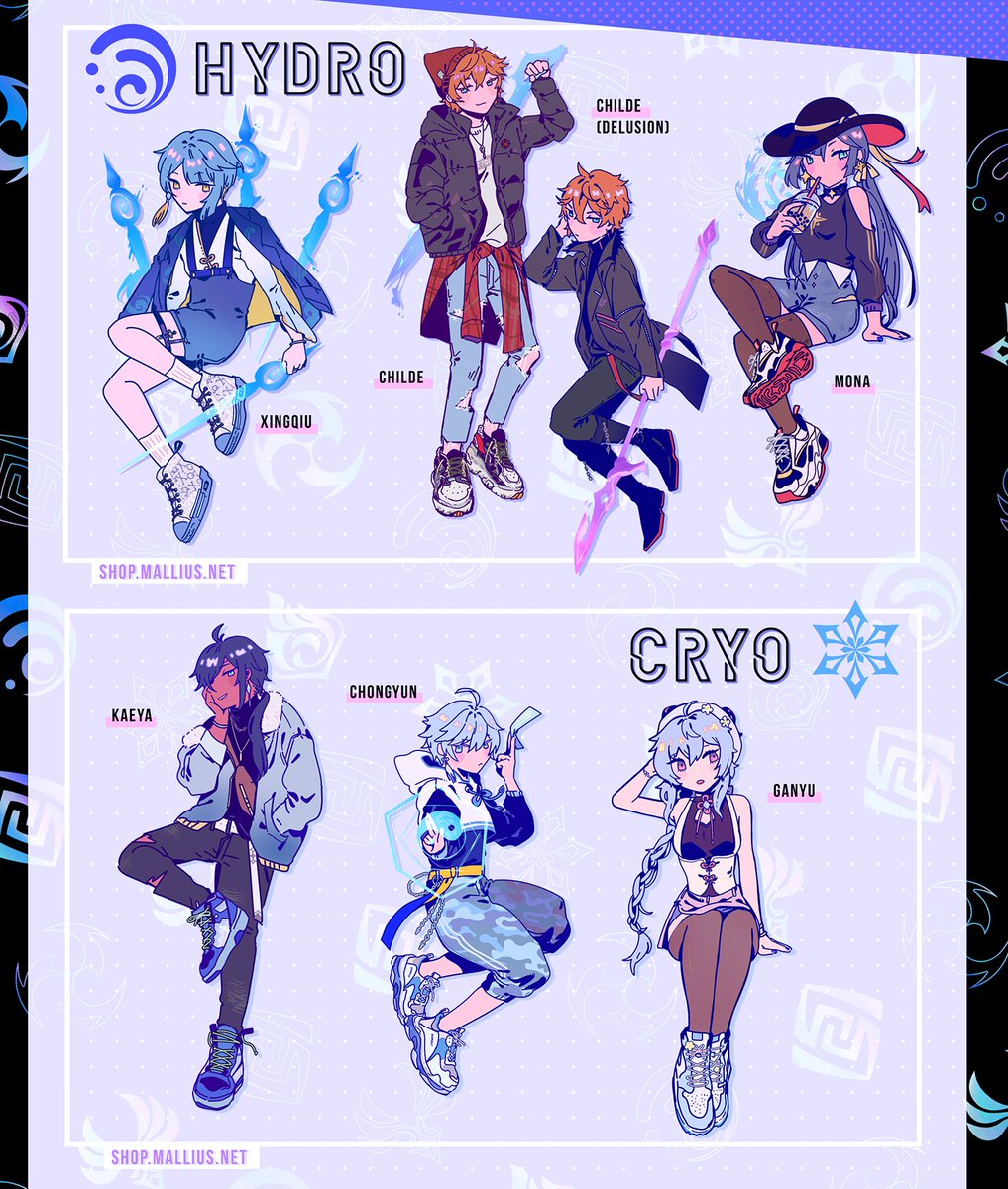 ??genshin drip charms!!!!!!!!!!!!??
i had a bunch of fun working on this >:D a streetwear genshin charm set ft. 23 characters w/ matching rubber strap!

pre-orders are until ⚠02/22 & will come with an exclusive clear sticker sheet+postcard bonus! 
??https://t.co/25gyzY7mxA 