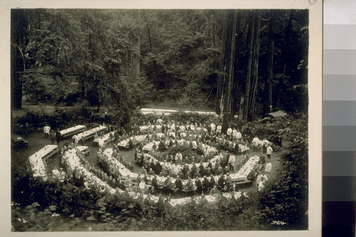 3/ Left hand photo is showcasing a smaller stone Owl. Center photo is a congregation or dinner setup in an Atlantian style fashion. The right hand photo is showing a ritual of some sorts.