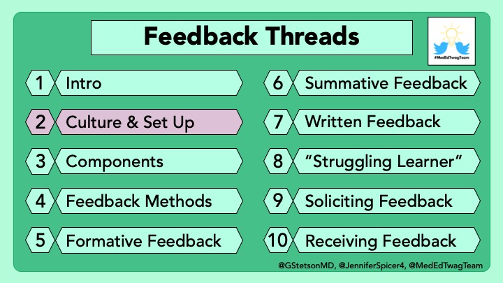 2/ Here is the 10-week journey we are taking you on to discuss all things  #Feedback.Today we will be talking about developing a  #FeedbackCulture through setting expectations.Also, here is a primer on setting expectations:  https://twitter.com/GStetsonMD/status/1303329970526105600