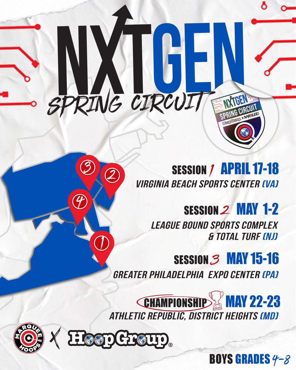 🚨 Marquee Hoops X Hoop Group are proud to partner to create the #1 Middle School Spring Circuit on the East Coast. The stage has been set 🎥. ‘Make Your Marq’ and become part of the NXT Generation of rising stars!💫

Register Now: marqueehoops.sportngin.com/register/form/…

📲:Ben Lee 516-417-2330