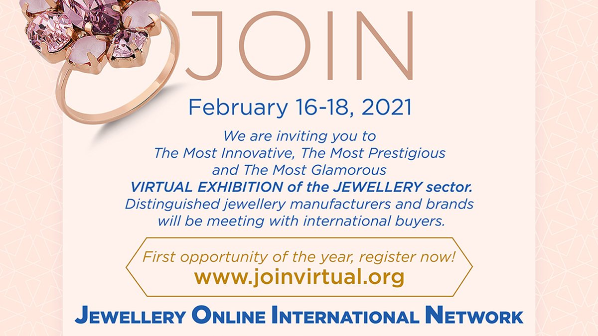 Informa_MJ's tweet photo. JOIN the upcoming Jewellery Online International Network, to be held on Feb 16-18, which will offer you a unique virtual exhibition experience. Register at: https://t.co/Q915AVVFtD
#virtualexpo #jewelry #networking #exhibitions #joinusforreal https://t.co/FUculAt15t
