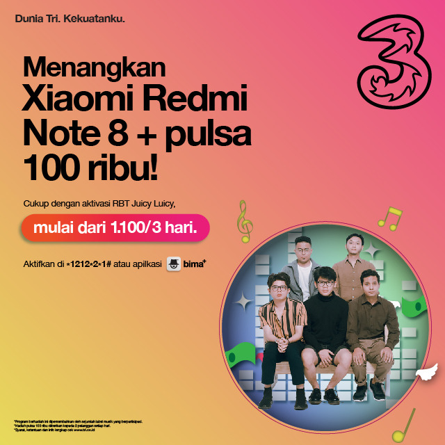 YANG MAO HP GRATIS, 1. Program ini untuk pelanggan TRI dari tanggal 15 JANUARI-8 MARET 2021
2. Aktifkan RBT Tanpa Tergesa - Juicy Luicy, ketik BAD16 kirim 1212
3. Follow akun Instagram <a href="/E_MOTION_ENT/">E-Motion Entertainment</a> 
]