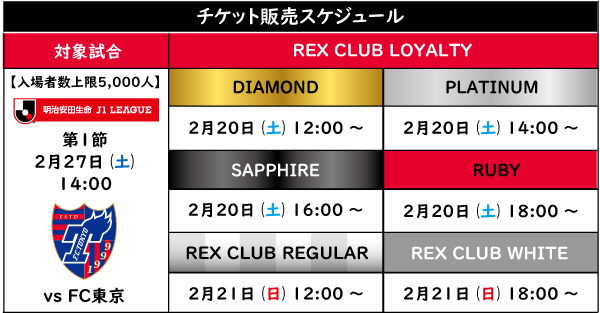 浦和レッズオフィシャル 21シーズン開幕戦 2 27 土 Fc東京戦 チケット販売について Fc東京戦は 上限5 000人 ビジター席なし での開催となります 詳細をご確認のうえ チケットのご購入をお願いいたします Loyalty特別優待料金対象外となります 浦和レッズオフィシャル 21シーズン開幕戦 2 27 土 Fc東京戦 チケット販売について Fc東京戦は 上限5 000人 ビジター席なし での開催となります 詳細をご確認のうえ チケットのご購入をお願いいたします Loyalty特別優待料金対象外となります