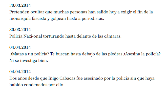 Tuits por los que van a encarcelarme en unos minutos u horas. Literalmente por explicar la realidad. Mañana puedes ser tú.
