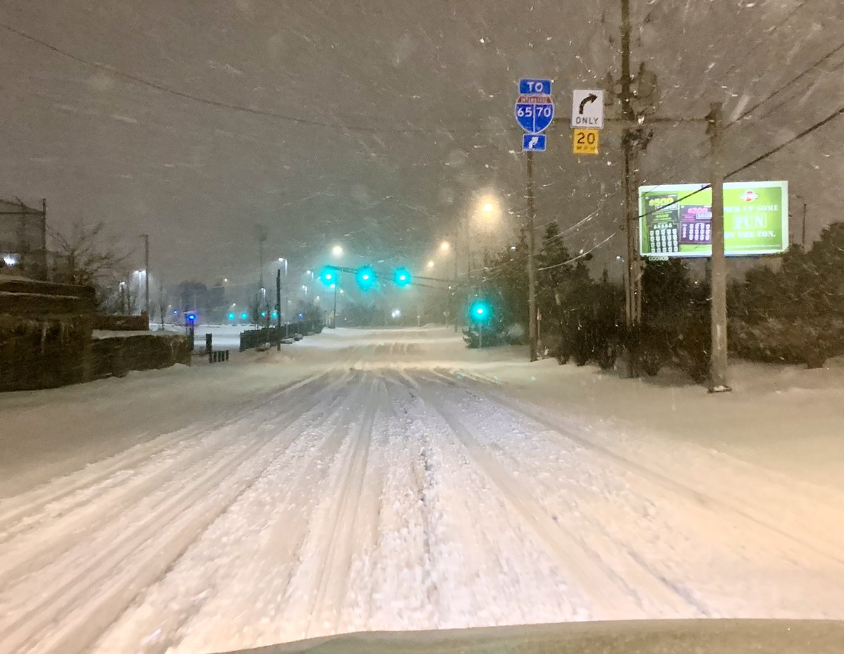 A snow covered South Madison Ave. in Indianapolis was a challenge for motorists as winter storm Uri dropped several inches of snow on central Indiana. #Uri #INwx #snowstorm #snow
