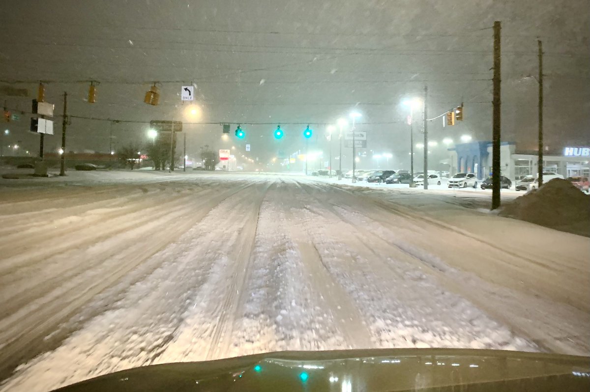 A snow covered South Madison Ave. in Indianapolis was a challenge for motorists as winter storm Uri dropped several inches of snow on central Indiana. #Uri #INwx #snowstorm #snow