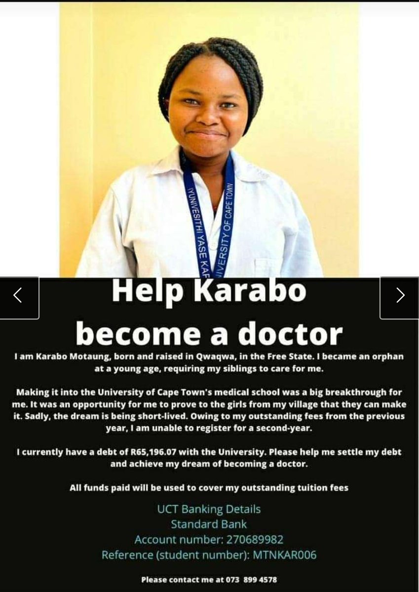 Thaboj97's tweet photo. @myNSFAS @CyrilRamaphosa @djsbu @biphakathi #leratokganyago #BlackTwitter Please share and help Karabo Fullfil her dream!!!! https://t.co/k3QegIB1Gn
