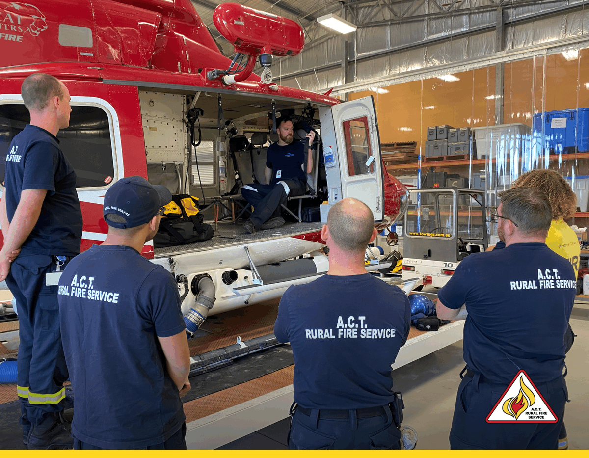 ACT_ESA's tweet photo. When they’re not on the fireground, our firefighters are constantly developing their abilities. By the end of next week, 48 volunteers will have completed a qualification to work safely around aircraft. 🚁

Thanks for keeping us safe, team! #ACTRFS https://t.co/DY2BlXorn1
