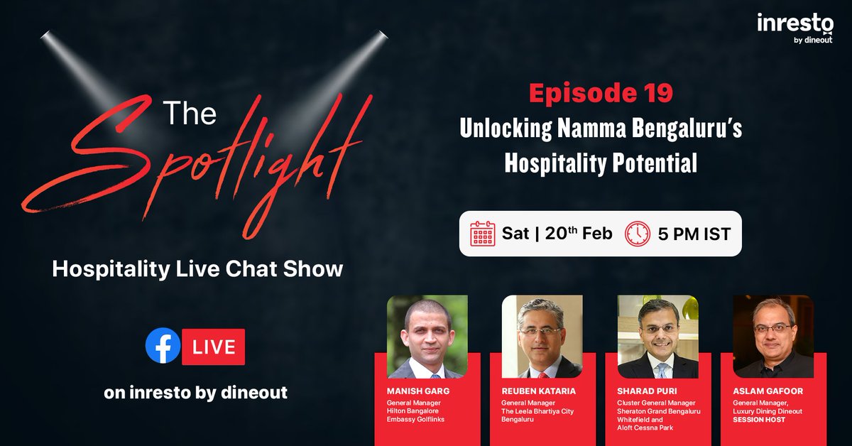 For the 19th episode of #TheSpotlight, we have an eminent panel of General Managers who are behind some of the iconic hotel brands in the Garden City of India. The topic for this panel discussion is 'Unlocking Namma Bengaluru's Hospitality Potential'.