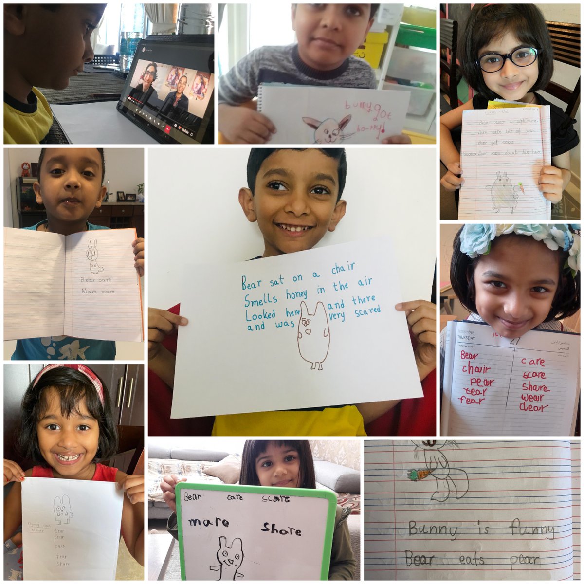ShellyKalra01's tweet photo. Experiencing the joy of hearing from international bestselling authors in the Emirates LitFest online edition and engaging in hands on activities of drawing and using the rhyming words to make our own sweet little poems.
 @MichelleVerghe1 @Susanna_Porob @gemsnms_alkhail https://t.co/yz2hBZux6h