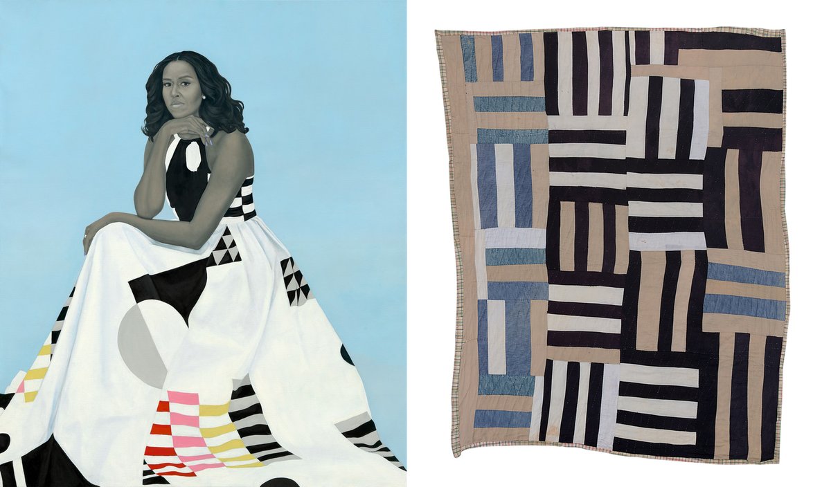 This is my last #GraysonsArtClub inspiration tweet as we start filming tomorrow. I thought we could go back to the fabulous quilts of Gee's bend Alabama, sublime abstract artworks made by generations of African American women.
The portrait is Michelle Obama by Amy Sherald.