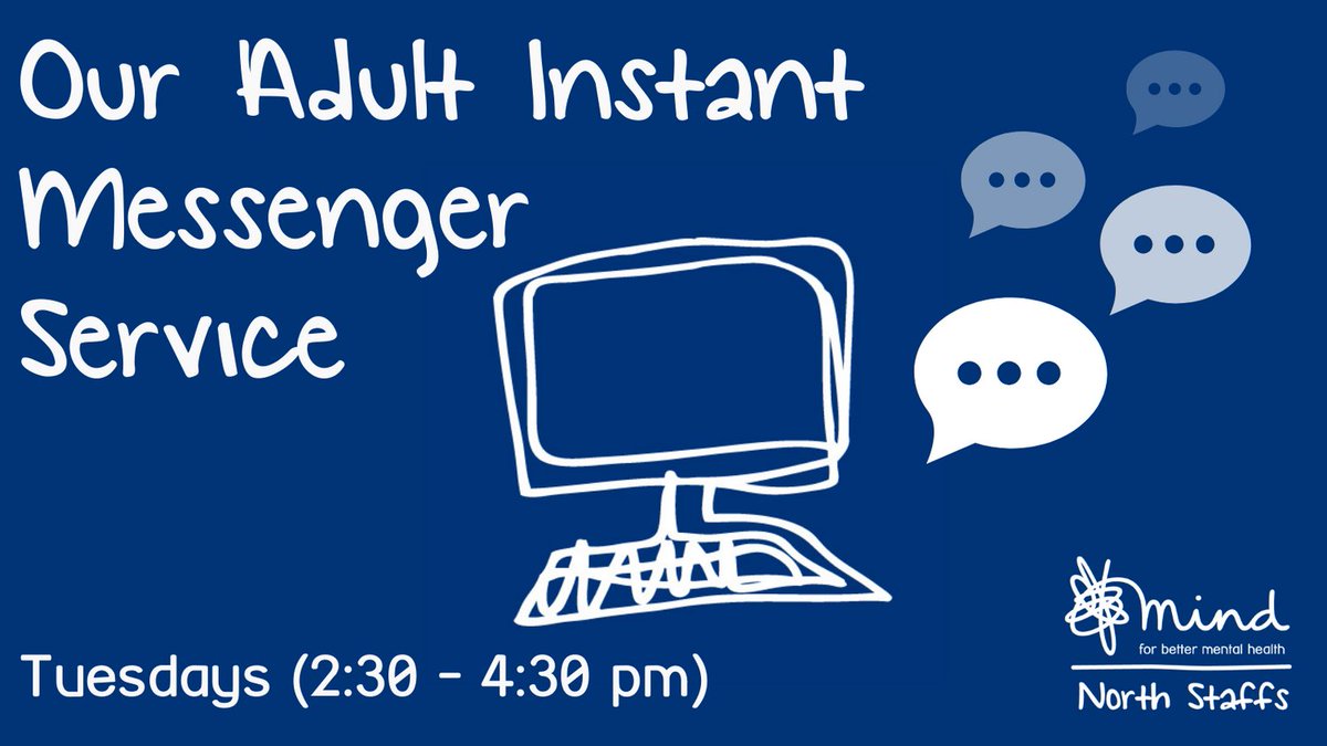Our instant messaging service for adults is live today between 2:30 &amp; 4:30pm.
We know lockdown is affecting many people's mental health, so if you need to talk to someone about your worries/concerns get in touch.
Access the service from our website &amp; click on the chat widget. 💬