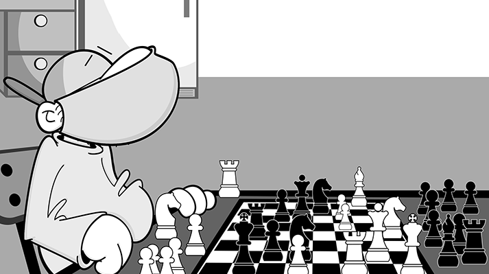 In this week's comic, Jim is trying out his new chess board.
#459 - Mono E Mono. To read the full comic, click on the link below:

filmsvsmoviescomic.com/comic/459-mono…

#filmsvsmoviescomic  #donjmorgan