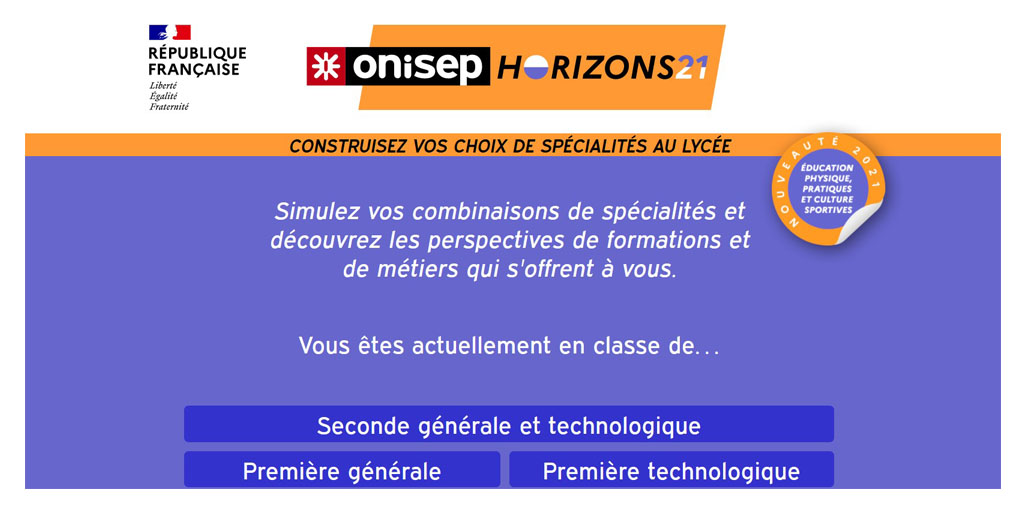 [#orientation]➡️ Pour aider vos élèves à choisir leurs spécialités en classes de 1ere et Terminale : le site #Onisep #Horizons21 permet de simuler des combinaisons de #spécialités et de découvrir les perspectives d'orientation#Postbac qui s'offrent à eux
👉horizons21.fr