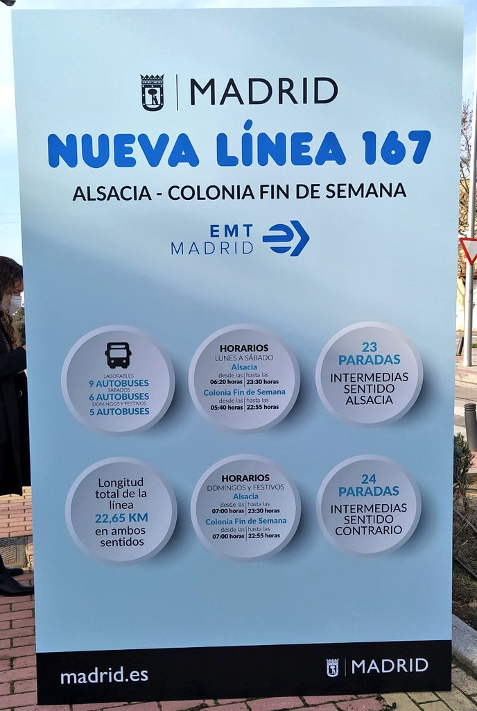 Nueva línea 167 de <a href="/EMTmadrid/">EMT Madrid</a>
Alsacia - Colonia Fin de Semana