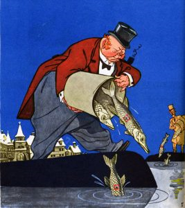 6. Il critique ensuite l’insuffisance de la dénazification à l’ouest dans ce dessin de 1947