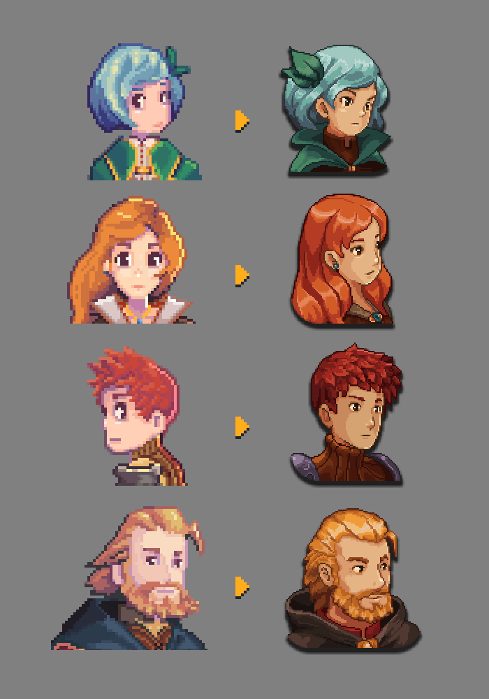 Chained Echoes on X: Comparing the portraits from 2 years ago and now, I'm  glad to see that my skills have improved! #28portraitchallenge #pixelart  #gamedev  / X