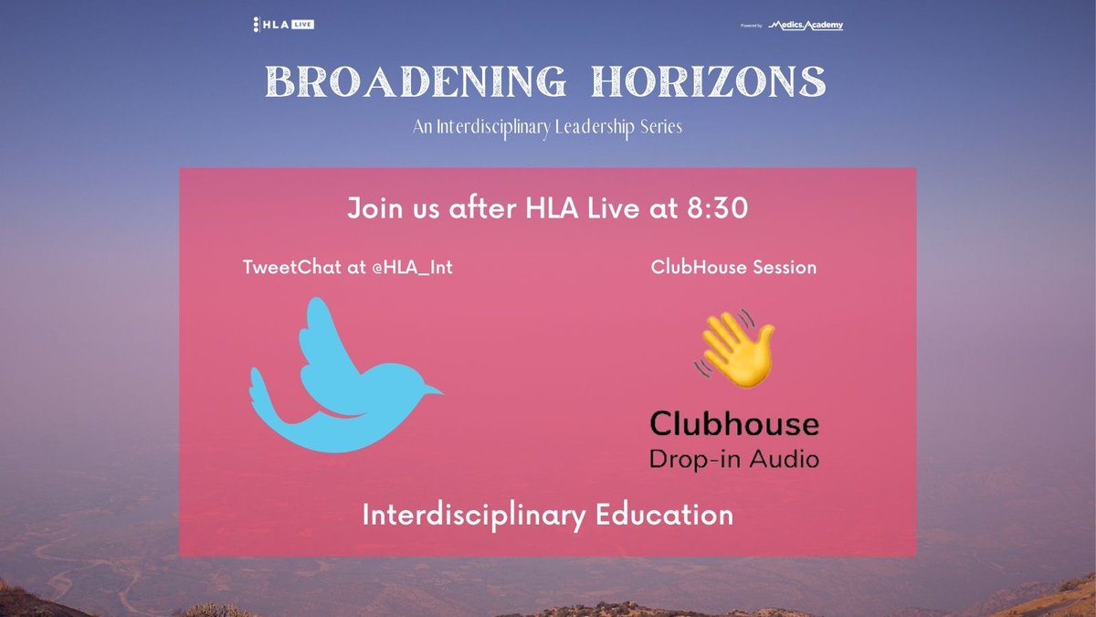 HLA_int's tweet photo. 🔊THIS TIME TOMORROW we will be hosting an #HLALive tweetchat‼️
At 8.30PM we will be hosting an #InterdisciplinaryEd TweetChat and a live discussion at ClubHouse - join us for either or both to keep the discussion flowing.
https://t.co/jDLqZo5XvB
#MedEd #MovementforMovement https://t.co/SIBkXDfWmu