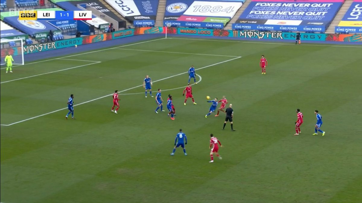 17 seconds passed from the push on Mane to the goal. The Attacking Phase is more important, however.Ball was in "open" play, and touched twice by Thiago, so it's difficult to say Leicester took possession and started the attacking phase until it fell to Youri Tielemens.