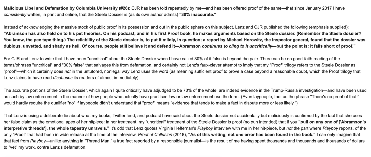 44/ Malicious Libel and Defamation by Columbia University (BONUS)I told Columbia there were 25 instances of defamation; it bizarrely speculated I only had 8. Well, I've already posted 25—but just to show Columbia that I will *always* work harder than their employees, here's 26.