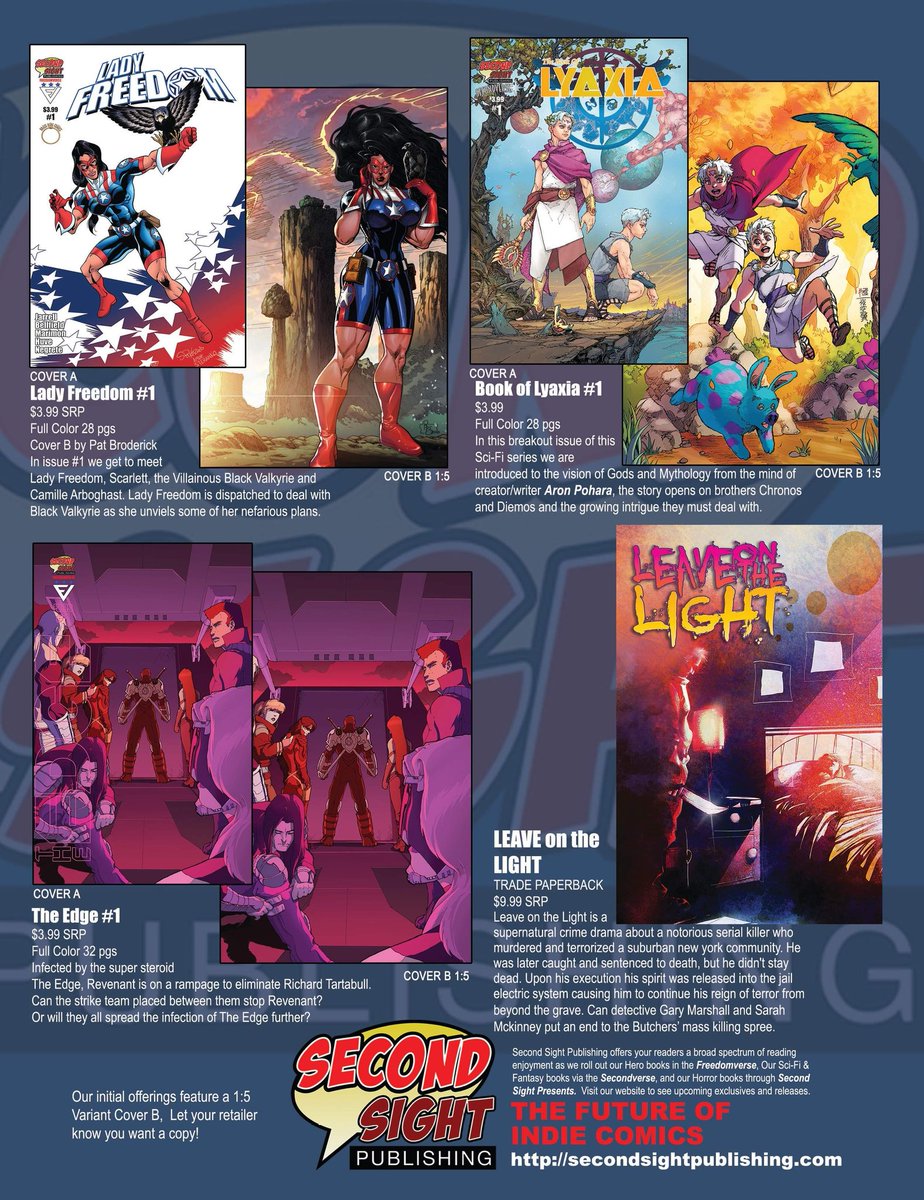 Secondsightpub's tweet photo. These awesome books from @Secondsightpub will be on store shelves March 10th 2021. If you like indie comics come check out these awesome titles. @BrianLHawkins @MarcusHRoberts1 @comicsbeat @Newsarama @comictom101 @JnthnHdrck #comics #indiecomics #secondsightpublishing https://t.co/ypkzUsDGSE