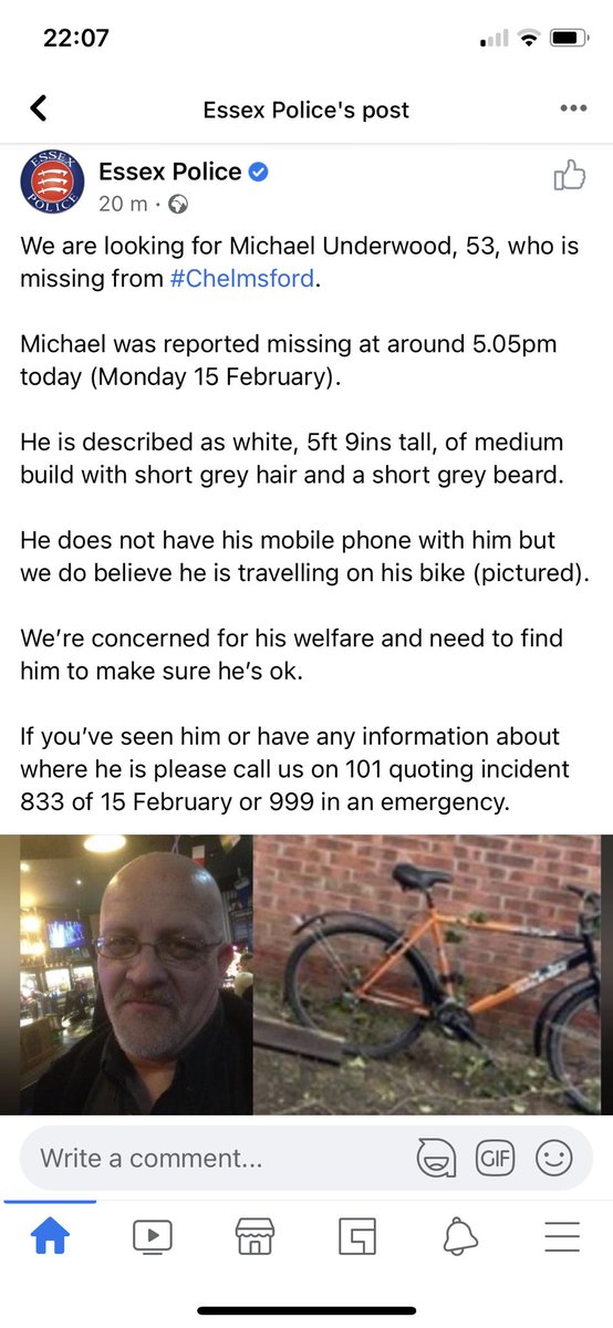 A close work colleague of mine is missing, please please please share!!!!!! We just want him home safe and sound and in the warm 🥺🧡