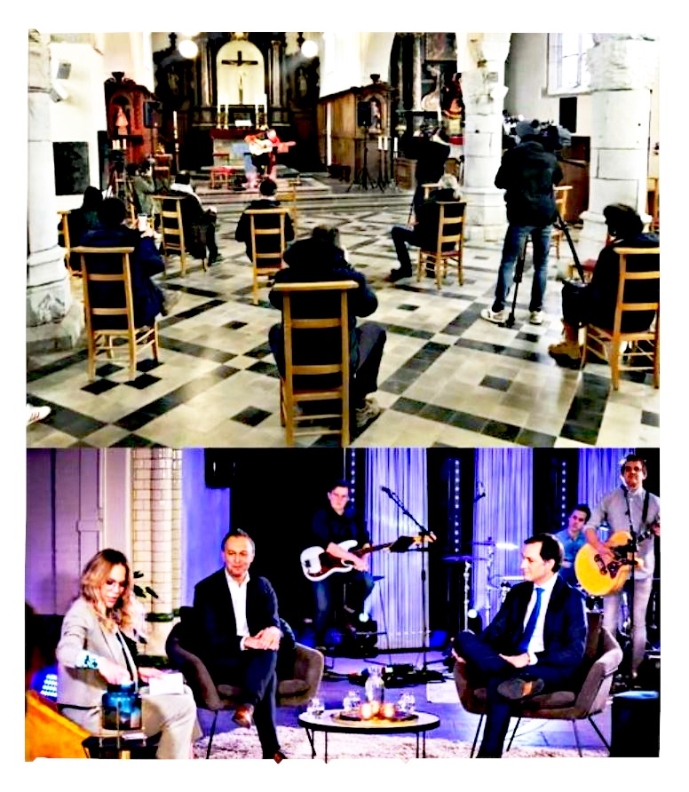 En haut, la police interrompt un concert ce week-end : 
L’artiste risque une amende de 4000 euros les participants de 250 euros. En bas, pas de masques, peu de distanciation et un spectacle dans un endroit fermé pour A. De Croo et E. Lachaert Aucune suite. 

On appréciera