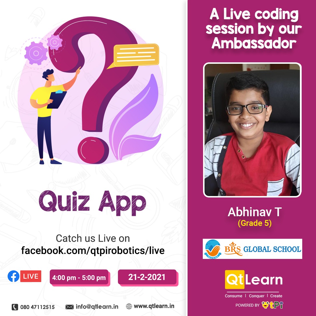 qtpiofficial's tweet image. Weekend
This is run by Qrious mind to Qrious learners who would like to tinker and enjoy creativity and it's free of charge. Are you the one?
𝐑𝐞𝐠𝐢𝐬𝐭𝐞𝐫 - tinyurl.com/QtPiLive
#STEM #Codingcult #QuizApp #FBLive #studentambassador #QtLearn #BRS #coding4kids #Live