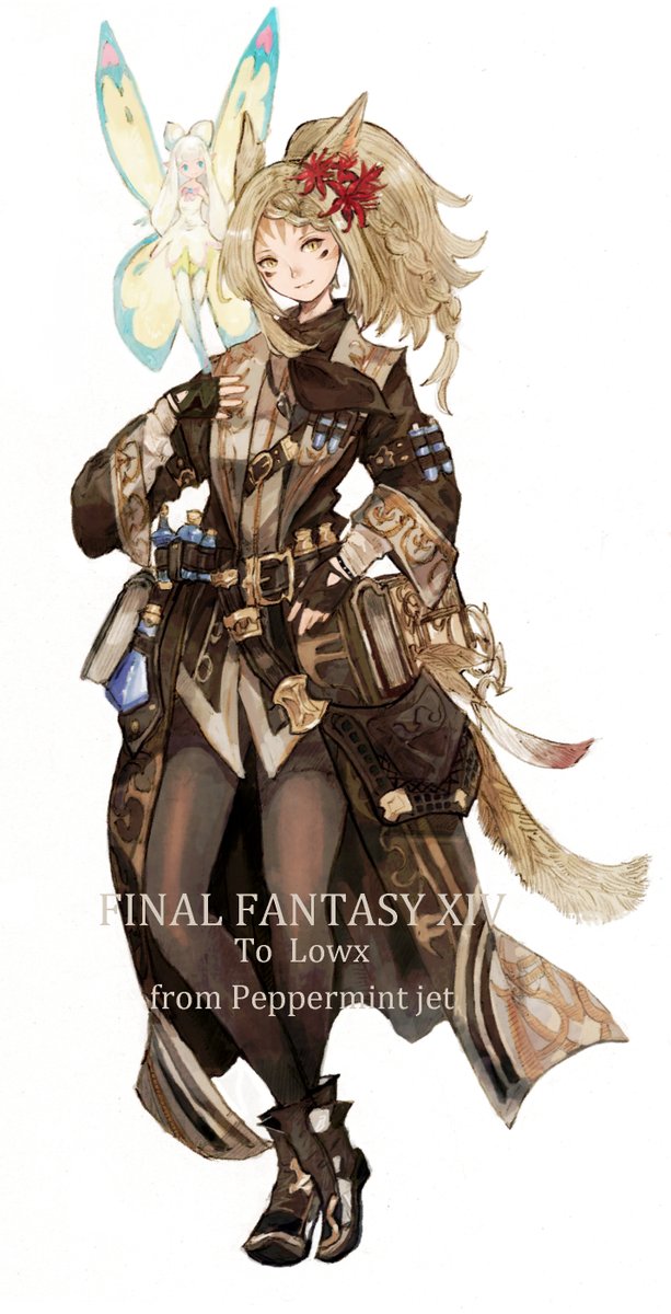 avatar (ff14) miqo'te fairy animal ears braid 2girls multiple girls gloves  illustration images